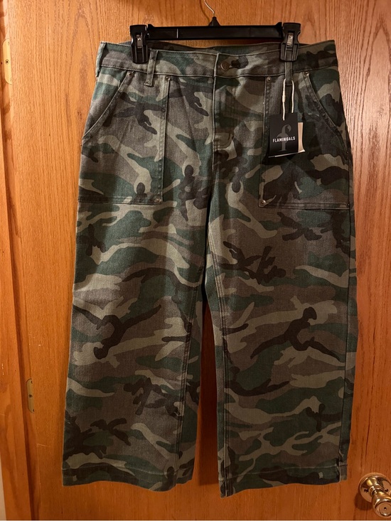 Flamingals Denim - Women’s Camo Cargo Jeans — Green Camo